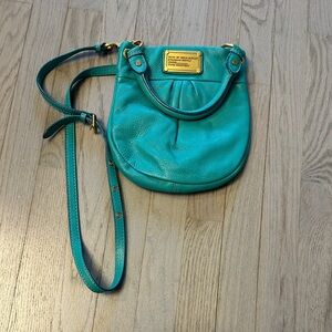 Marc by Marc Jacobs Teal Pebbled Leather Crossbody with Gold Plaque